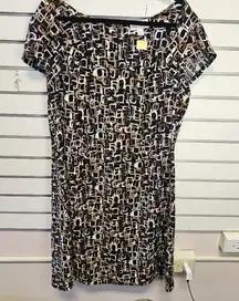 Olivia Matthew Brown and Yellow Geometric Print 20W Dress