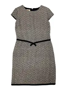 Talbots Petites Black White 100% Silk Lined Sheath Tweed Dress Size 6