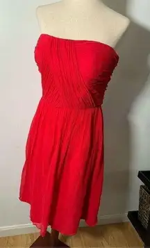 Red strapless silk dress size 4