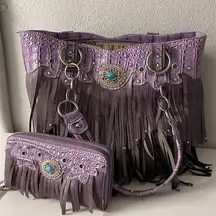 Purple Western Style Fringed Conceal Carry Bag & Wallet Yellowstone Dutton