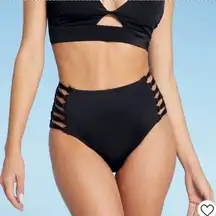 Shade & Shore Women's small Knot Side High Waisted strappy black bikini bottoms​