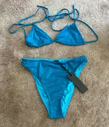 Triangl Vinca marina Blue Sparkle Bikini Small top Large bottom