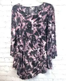 Est 1946 Women Tunic Blouse Sz 18/20W Tie Dye Gray Pink Stretch Asymmetrical Hem