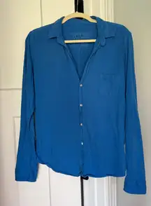 Frank & Eileen Barry Cotton Jersey Knit Top Button Down Long Sleeve Shirt