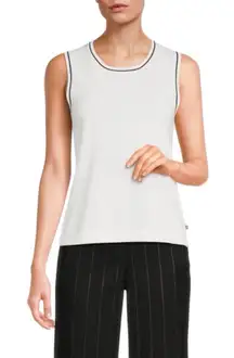 KARL LAGERFELD PARIS Women’s Tipped‎ Knit Tank Top Size S