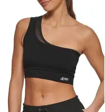 Dkny‎ Sport Black Double-Layer One-Shoulder Mesh-Combo Bralette