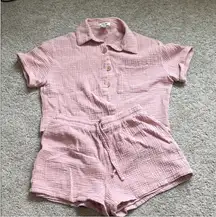 Pink button-up Short Set