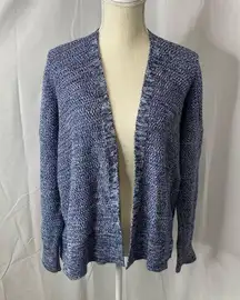 Gap Women’s blue and white marled cardigan sweater large
