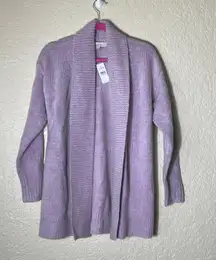 Lavender Long Heavy Knit Open Cardigan Sweater