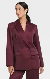 NWT Women's Burgundy Satin Blazer