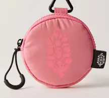 NWOT FREE PEOPLE FP ESSENTIALS ONLY Pink ROSE Round Pouch with Clip