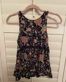 American Eagle  Flowy peplum cutout lace tank top floral size xs!