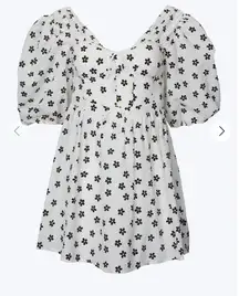 For Love & Lemons Connie Cottagecore Mini Dress White Yellow Floral Fairycore SM