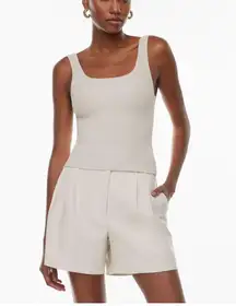 Babaton Sculpt Knit Square Neck Tank Matte Pearl