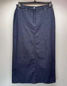 Emma James for Liz Claiborne Dark Wash Denim Pinstriped Long Skirt Vintage Sz 10