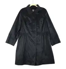 J. JILL Packable Trench Rain Coat Women L Black Smocked Grunge Boho Feminine Y2K