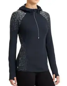 Athleta Running Wild Hoodie Half Zip Pullover Blue/White Dots 2.0 Size Small