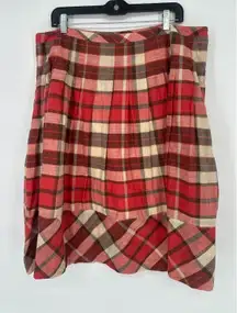 Talbots Sienna Plaid Aline Skirt Size 16 Red Brown Tiered Western Country Boho