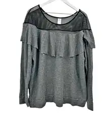 Lane Bryant Livi Active Mesh Ruffle Sweatshirt Gray Size 26/28