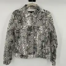Boston Proper Snakeskin Animal Print Exotic Denim Button Jacket Size Medium