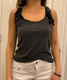 J. Crew Dark Grey Tank Top with Ruffles