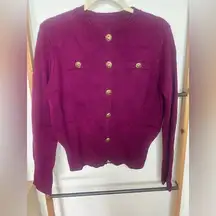 Amazon purple cardigan with gold button details size small