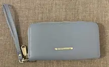 BCBG Generation Blue Zip-Around Wristlet Wallet Faux Leather