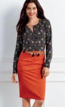 CAbi #3099 Orange Turmeric Sweater Pencil Skirt