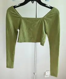 Fabletics Green Cropped Blouse with Long Sleeves