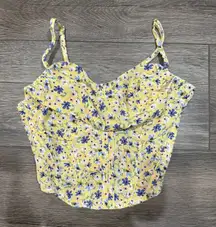 SheIn Yellow Floral Corset Crop Top Tank Size XS