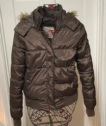 ⚓️⚓️⚓️BOGOHO⚓️⚓️⚓️Anchor Blue Chocolate Puffer Jacket with Fur Hood-small