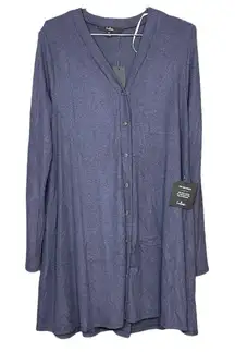 NWT Lulu's Navy Blue Button Down Long Sleeve Mini Dress Size Medium