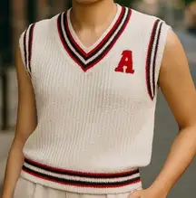Almost Famous Sweater Vest SZ Med Academia Letter A White with Stripes Y2K 90'S