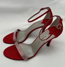 Alfani Shoes Ashton Red Sparkle Heels Size 10M 3 1/2” Heel Straps