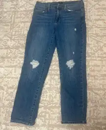 Destroyed Straight Leg Denim Jeans