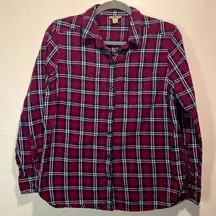 Woolrich- 100% Cotton Plaid Flannel Full Button Down Long Sleeve- Size L