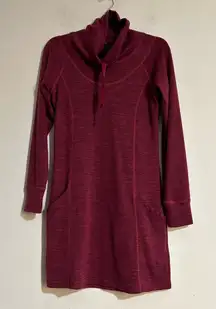 Kuhl Lea Knit Pullover Cowl Neck Mini Dress Burgundy Ganache Size Small