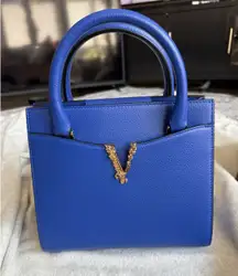 Versace Virtus Top Handle In Versace Blue