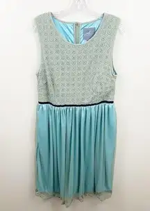 Modcloth  “Don’t Go Breaking My Heart” A-Line Dress Sea Green/Ivory/Sky Blue