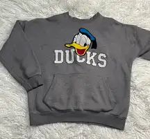 Disney Women's Donald Duck Head Heather Grey Sweatshirt Vintage Size L Chenille