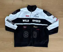 Edikted Jacket Moto Wild Speed Patch Size L Black White