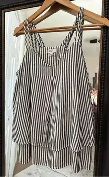 Crown & Ivy Striped With Gold Inlay Blouse ‎ Size Small