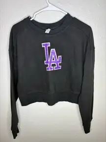 Vintage Black Cropped LA Sweatshirt – Purple Logo