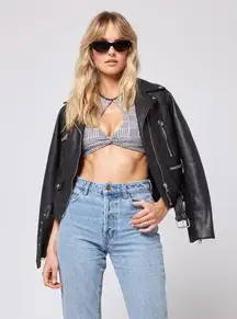 L*Space Jessy High Neck Cutout Bikini Top Best I ever Plaid Size XS NEW!!