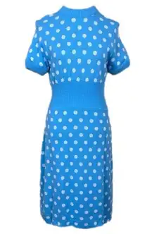 FINE KNITS By ROGER Vintage Blue Polka Dot Sweater Dress