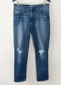 Joe's Jeans Niki Jeans Women's Distressed Straight-Leg Stretch Blue Size 29