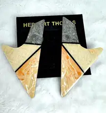 Herbert Thomas Vintage Handcrafted Art Deco Patchwork Stone Statement Earrings