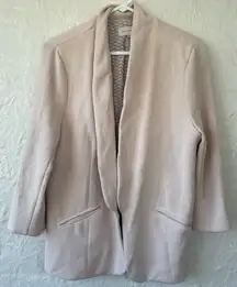 Skies Are Blue Hannah Modal Blend Light Pink Cropped Sleeves Blazer Jacket; XL