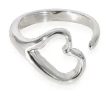 Tiffany & Co. Elsa Peretti Open Heart Ring Sterling Silver Size 7.75