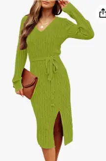 MEROKEETY PULLOVER BELTED BODYCON SLIT SWEATER DRESS XL NWT